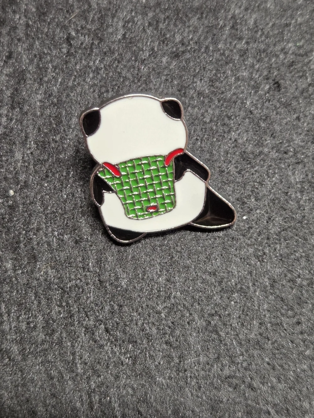 **Panda Enamel Pin - White, Black & Green**